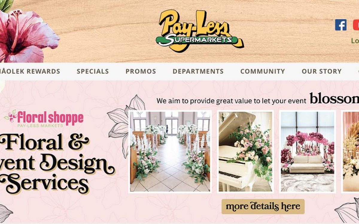 Pay-Less Markets website — homepage view